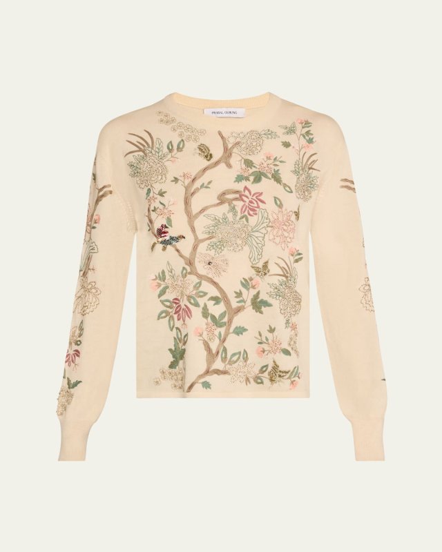Garden Embroidered Cashmere Wool Sweater